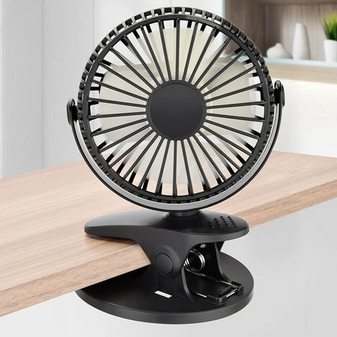 Portable USB Table Fan Clip Rechargeable Cooling Mini Desk Fan